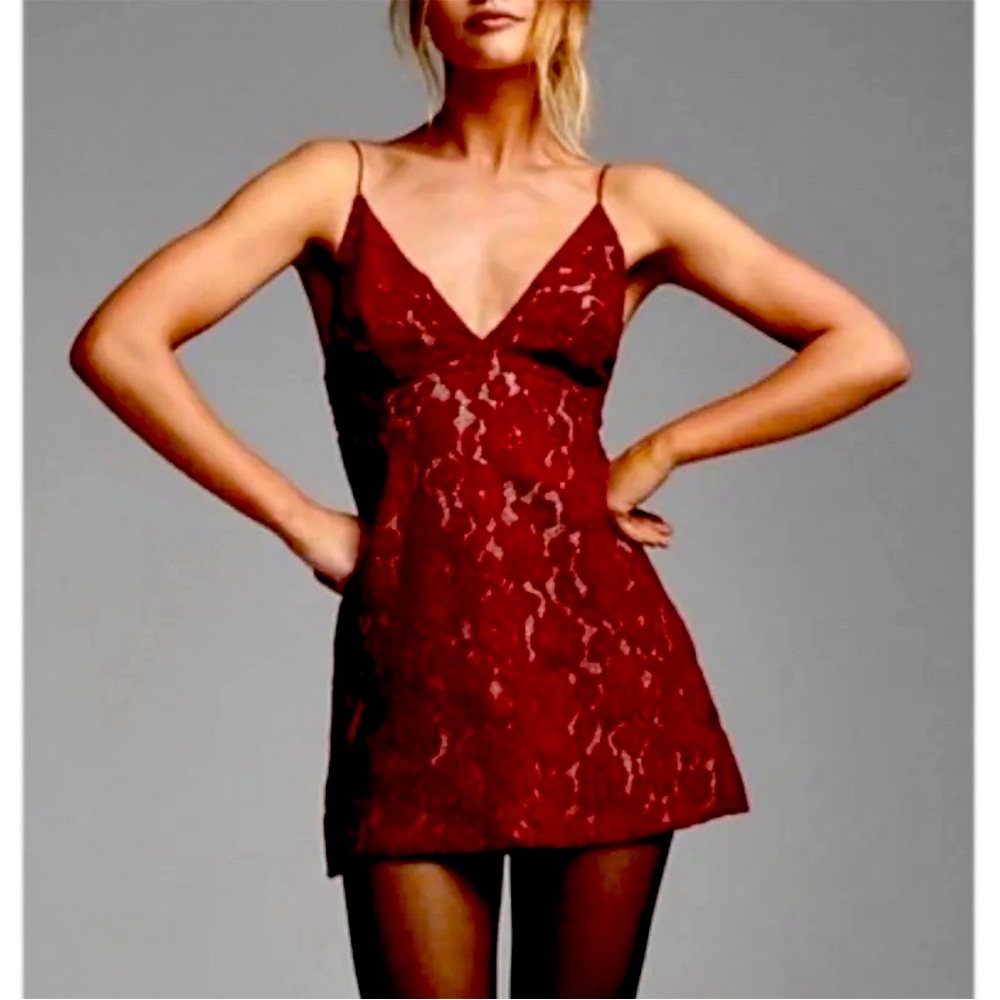 Free People Red Lace Mini Dress